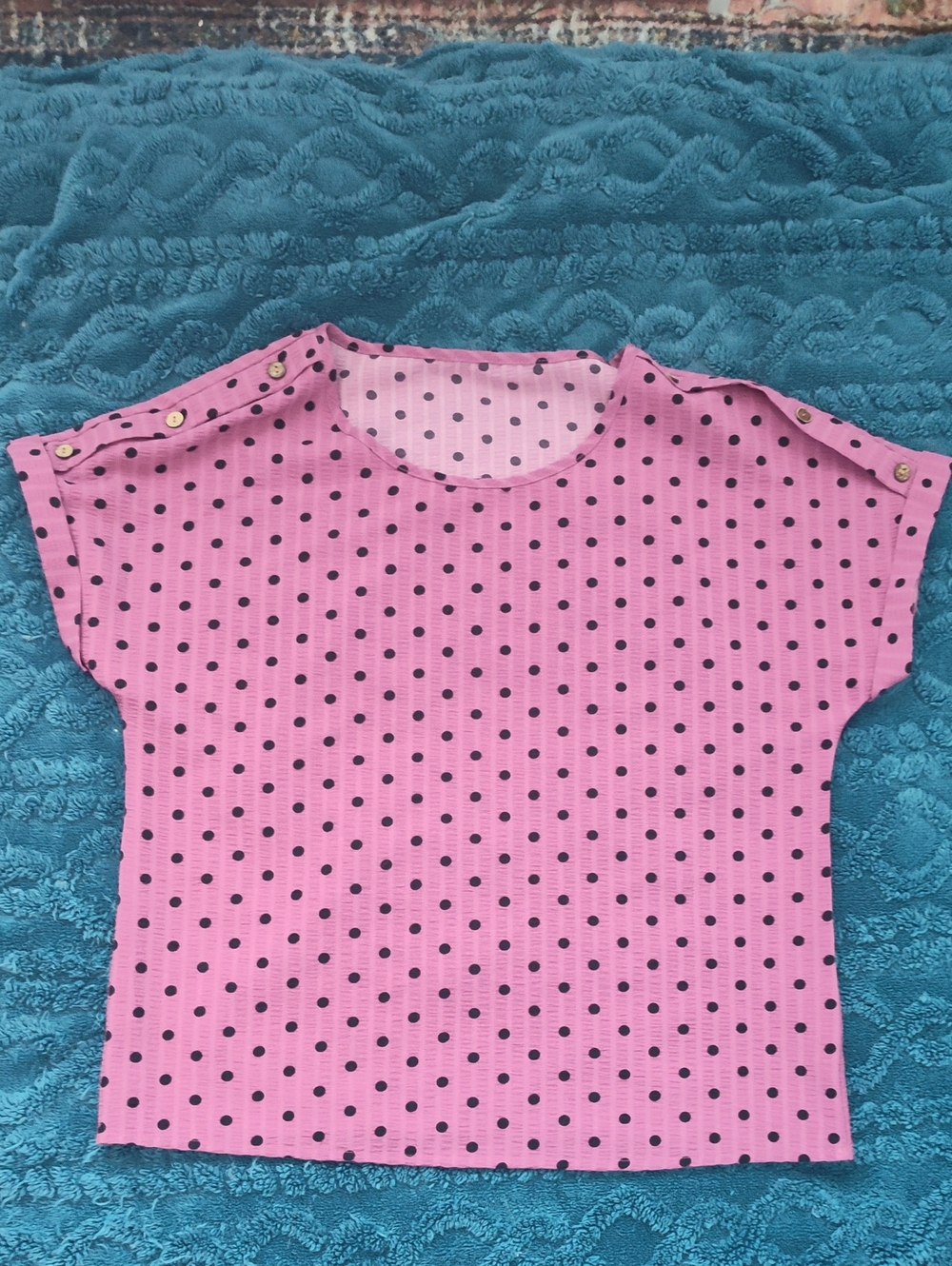 SHEIN Pink Polka Dot Short Sleeve Top